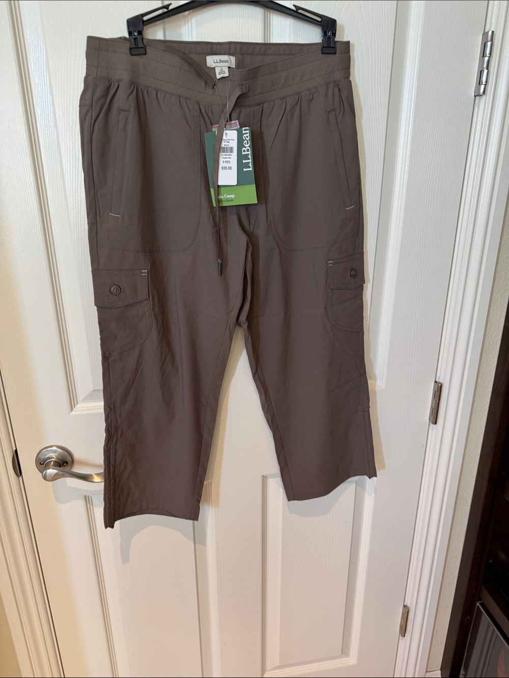 NWT L.L. Bean women’s size small  Olive-Brown Cargo Knit-Waist Pants shirt ze sm